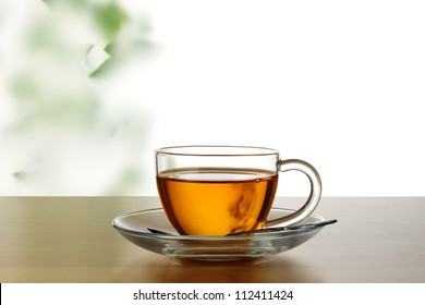  A cup of tea on the table