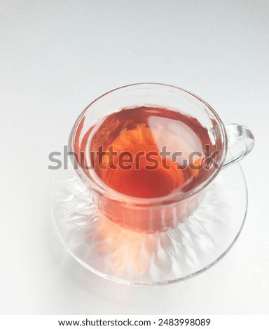A cup of tea on a white background. 