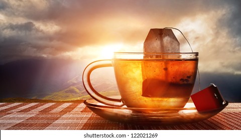 Cup Of Tea At Sunset