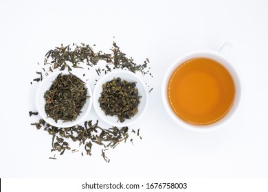 cup with tea and teapot on white  background. over light - Powered by Shutterstock