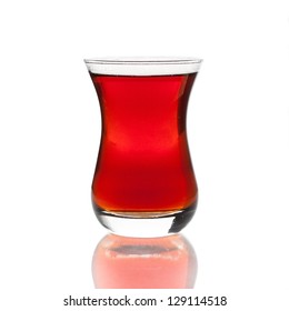 Cup Of Turkish Tea On White Background