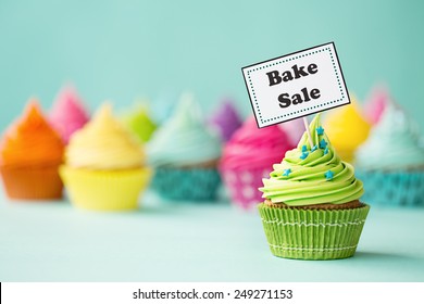 Cupcake With Bake Sale Sign