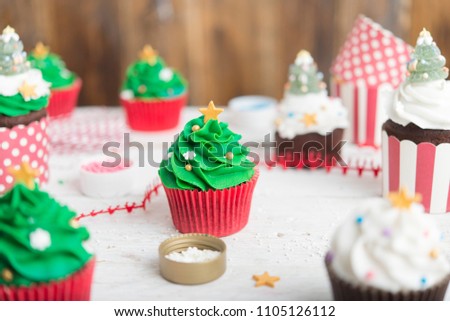 Image, Stock Photo cupcake christmas tree