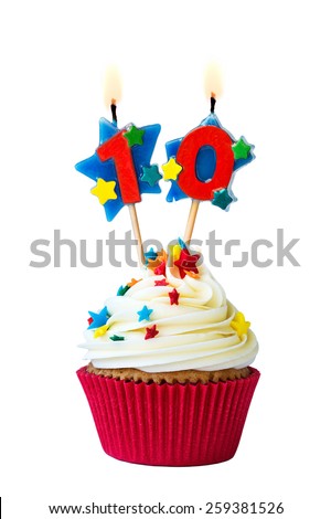 Cupcake with number ten candles