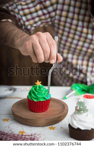 Similar – Image, Stock Photo Cupcake tree Dessert