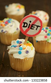 Cupcakes With Colorful Sprinkles And No Diet Sign