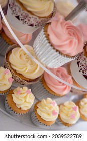 Cupcakes On A Stand In The Shape Of A Big Cake For A Wedding Reception