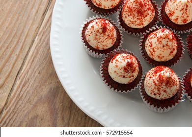 Cupcakes Red Velvet. Top View.