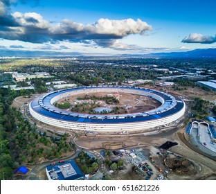 Cupertino CA USA April 13, 2017: Aerial Photo Of Apple New Campus Building