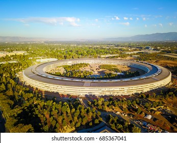 Cupertino CA USA July 21, 2017: Aerial Photo Of Apple New Campus Building