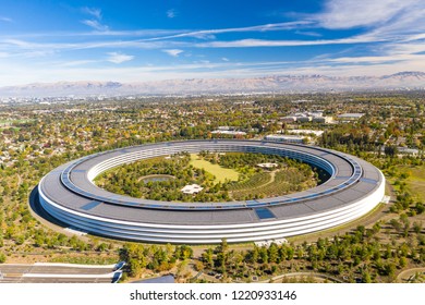 Cupertino, CA / USA - November 4, 2018: New Apple Park Offices Located In Silicon Valley, South San Francisco Bay Area