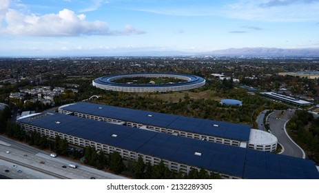 Cupertino, California USA - October 10, 2021 Apple Park Is The Corporate Headquarters Of Apple Inc.  Apple Park Offices Located In Silicon Valley, South San Francisco Bay Area