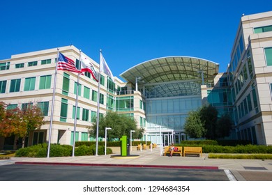 Cupertino, USA - September 10, 2018: Apple Company Campus In Silicone Valley, Infinity Loop One