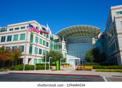 Cupertino, USA - September 10, 2018: Apple Company Campus In Silicone Valley, Infinity Loop One