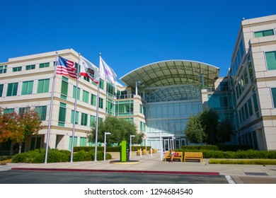 Cupertino, USA - September 10, 2018: Apple Company Campus In Silicone Valley, Infinity Loop One