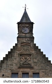 Cupola & Broken Clock On Tower Of Old Victorian Derelict Stone Industrial Building 