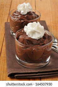 Cups Of Chocolate Pudding With Whipped Cream