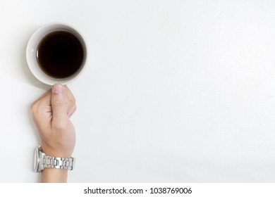 Cups with a coffee in the hands