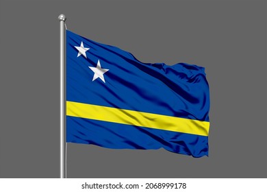 Curacao flying flag on a black background for designer