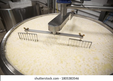 Curd And Whey In Tank At Cheese Factory