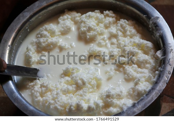 Curdling Process Milk Curd Buttermilk Separation Stock Photo Edit Now