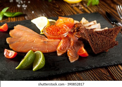 Cured FIsh with Lime, Bread and Salmon Roe