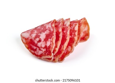 Cured Salami Sausage, Italian Cuisine, Isolated On White Background