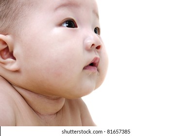 Curious Asian Baby Is Drooling