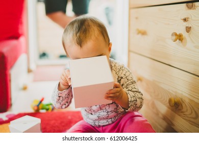 Curious Baby Searcing The Box