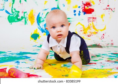 Curious Toddler Finger Painting