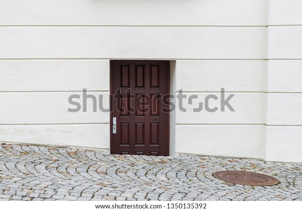 Curious Wooden Front Door Sunk Street Stock Photo Edit Now