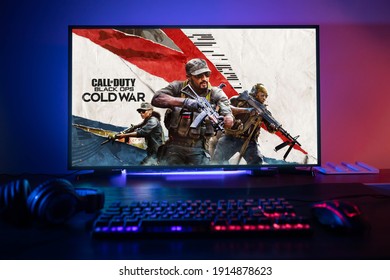 Curitiba, Paraná, Brazil - February 9, 2021: Call Of Duty Cold War Game On The PC. Selective Focus.