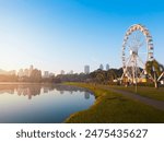 Curitiba, Paraná, Brazil, June 13 2024 Parque Barigui, Barigui Park. Morning scene. Daylight panorama. Colorful landscape.