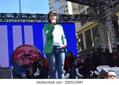 Curitiba, Paraná, Brazil, Manuela D'Avila (PT) Supports Lula Presidential Campaign In Curitiba, 09.17.2022.