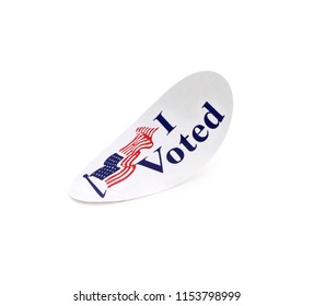 Curled Election Voting Sticker On A White Background. 