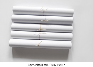 Curled White Paper Mockup. Rolled Paper. 