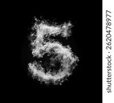 Curling Smoke Number 5 Overlay - Elegant Smoke Text Effect for Mystical Designs. Perfect for Dark, Gothic and Fantasy Projects.