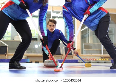 Curling. The Curling Team Plays The Tournament.