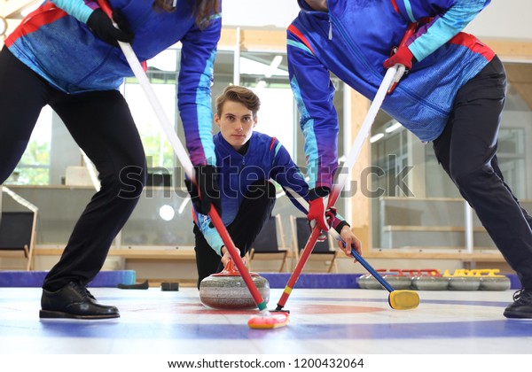 Curling. The\
curling team plays the\
tournament.