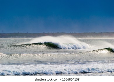 Curling Waves Generated By A Noreaster Along The Maine Coast