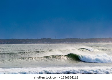 Curling Waves Generated By A Noreaster Along The Maine Coast