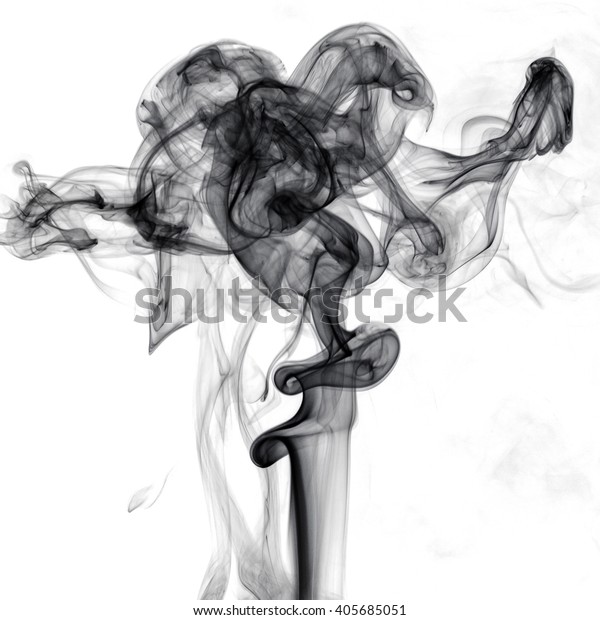 Curls Black Smoke On White Background Stock Photo (Edit Now) 405685051