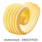 Curls of fresh butter isolated on white