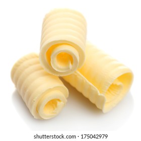 Curls Of Fresh Butter, Isolated On White