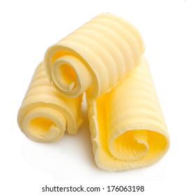 Curls Of Fresh Butter, Isolated On White