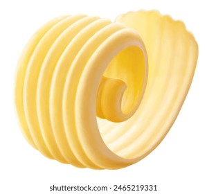 Curls of fresh butter isolated on white