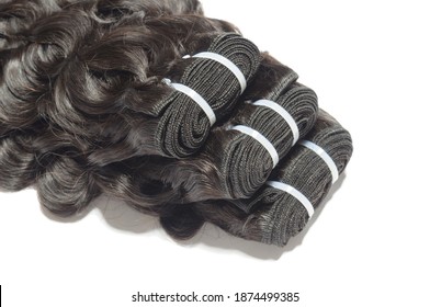 Curly Black Human Hair Weaves Extensions Bundles