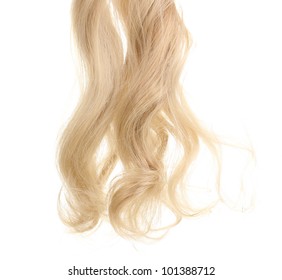 Curly Blond Hair Isolated On White