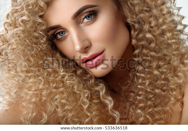Curly Blonde Hair Beautiful Sexy Woman Stock Photo Edit Now
