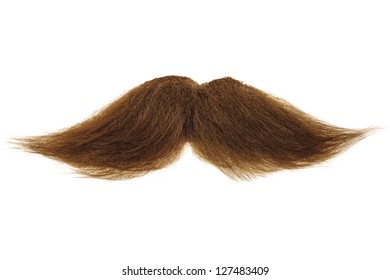 Curly brown mustache isolated on a white background - Shutterstock ID 127483409